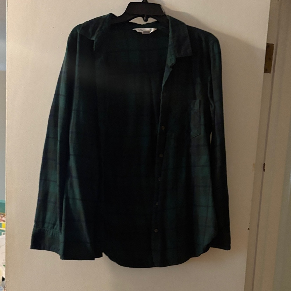Old Navy Green Plaid Button Down Shirt
